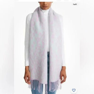 Steve Madden Reversible Leopard Print Scarf Lavender Mint With Fringe